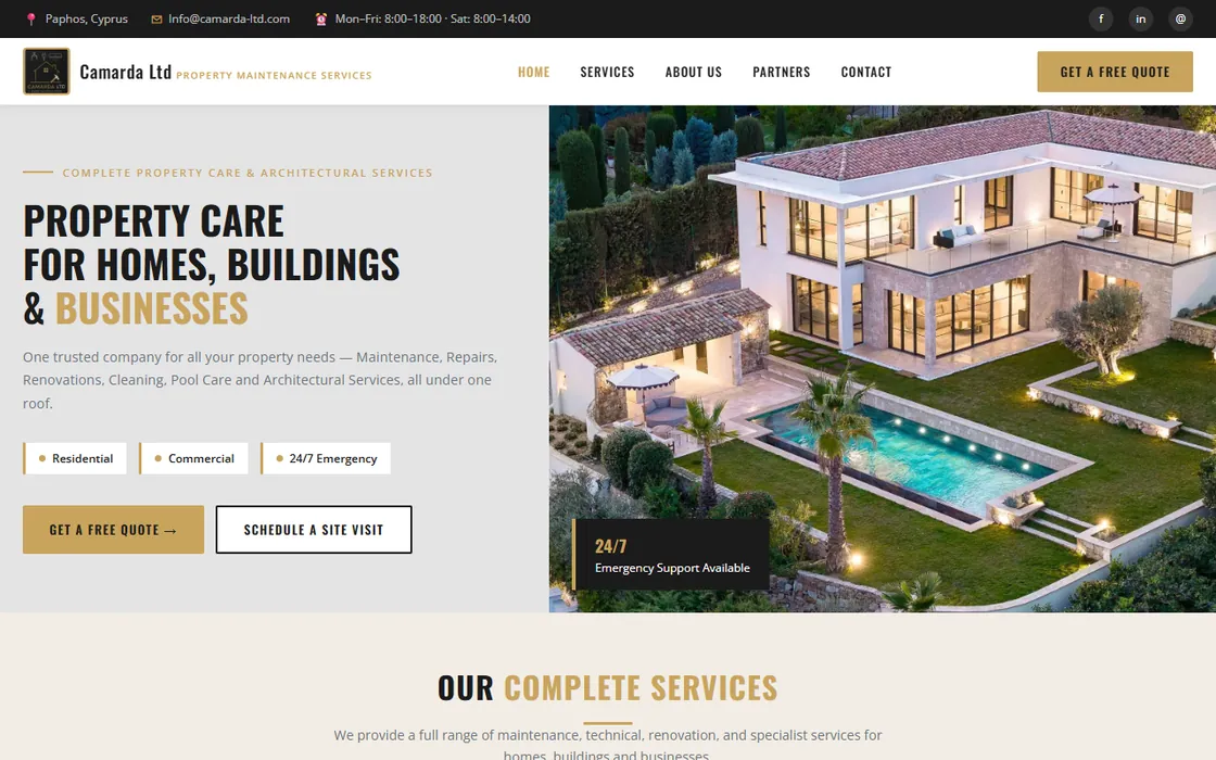 Camarda Ltd website homepage